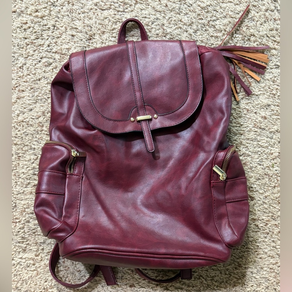 Mossimo Supply Co. Maroon Leather Backpack